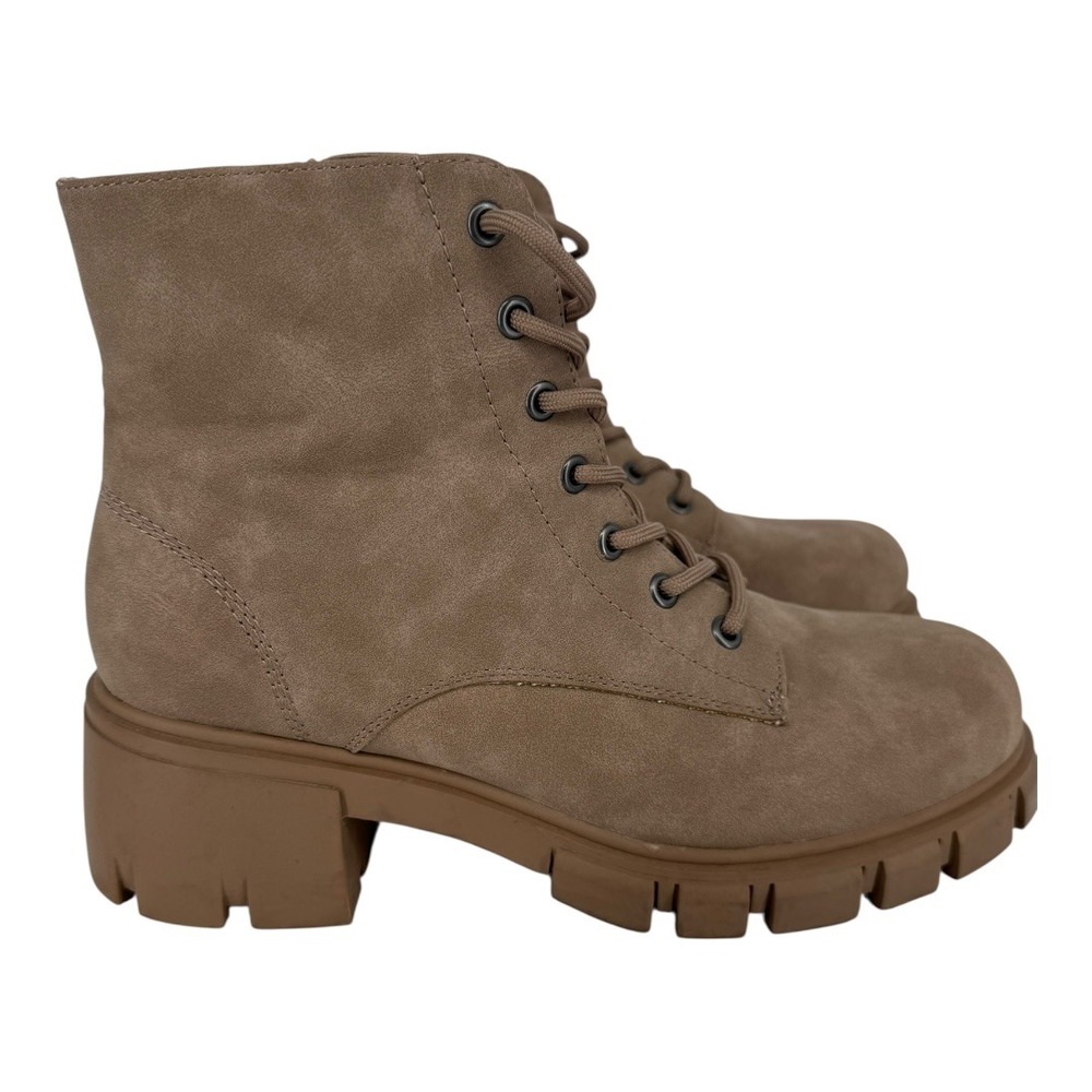 MIA Women's‎ Terrie Lace Up Chunky Lug Sole Combat Boots Taupe Size 9.5M